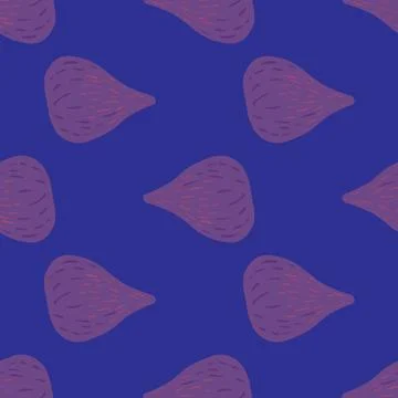 Purple fig seamless pattern with navy blue contrast background. Decorative fo イラスト素材