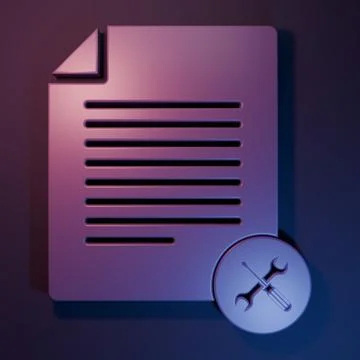 Purple File document with screwdriver and wrench icon isolated on purple-bl.. Stock Illustration