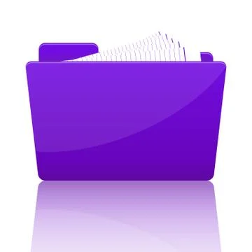 Purple file folder with paper 库存插图