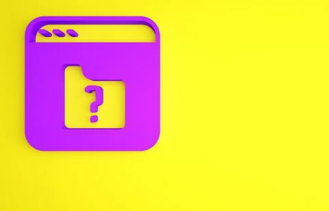 Purple File missing icon isolated on yellow background. Minimalism concept. 3 イラスト素材