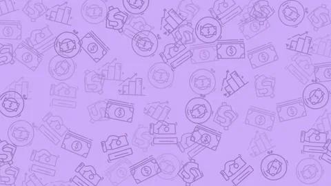 Purple Financial Pattern Background with Money and Growth Icons for 2025 Economy Stock Footage 344909890