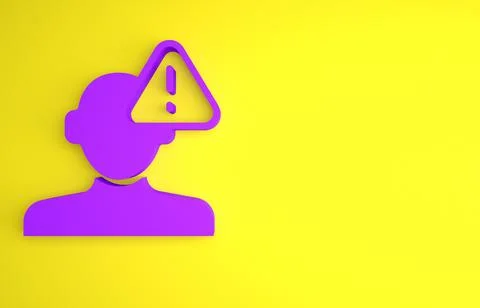 Purple Finding a problem in psychology icon isolated on yellow background. Mi Illustrazione stock