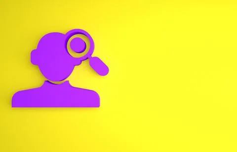 Purple Finding a problem in psychology icon isolated on yellow background. Mi Stock Illustration