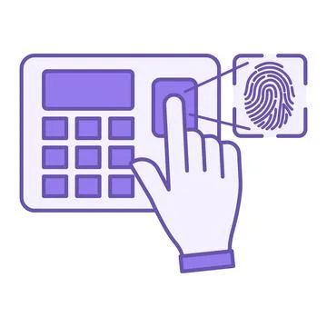 Purple Fingerprint Scanner Icon. Vector Illustration. Electronic Device for.. Stock Illustration