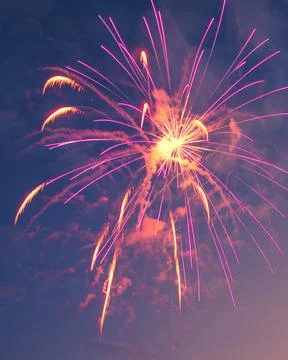 Purple firework explodes over the sunset Stock Photos