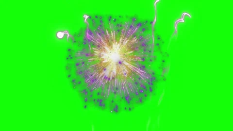 Purple firework explosion isolated on green screen background for easy Stock Footage 344367699