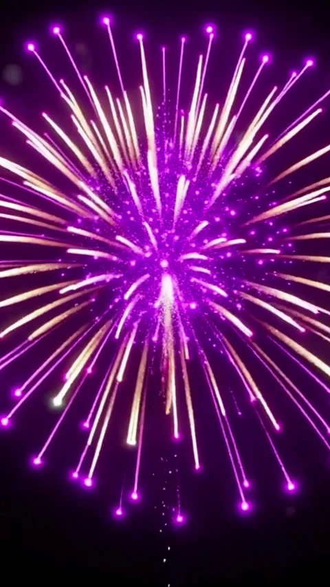 Purple Fireworks Explosion Vertical Frame for New Year Party Stock Footage 344763414