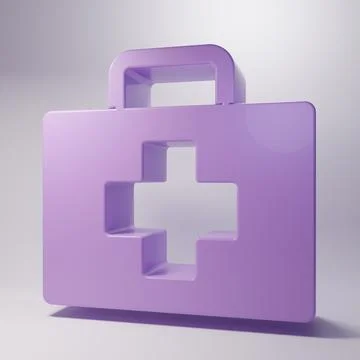 Purple First aid kit icon isolated on grey background. Medical box with cro.. Stock Illustration