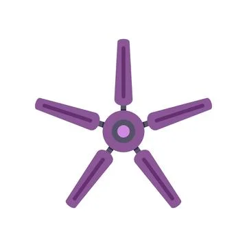 Purple five blade ceiling fan flat icon design Ilustração Stock