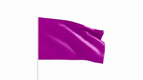Purple flag isolated on white background Stock Footage 100969315