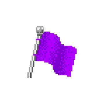 Purple Flag in Pixel Art Stock Illustration