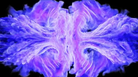 Purple flames on both sides on a black background. 3d illustration. Stock Illustration