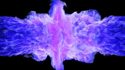 Purple flames on both sides on a black background. 3d illustration. Stock Illustration
