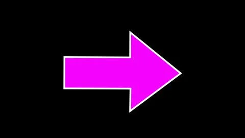 Purple flat moving arrow on black background. Abstract directional arrow an.. Stock Illustration