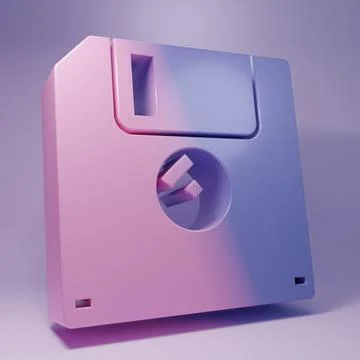 Purple Floppy disk for computer data storage icon isolated on purple backgr.. 库存插图