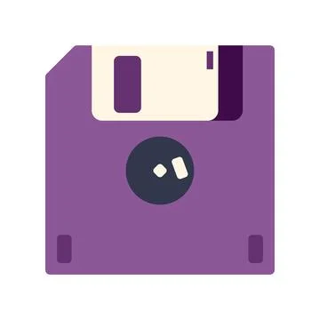 Purple floppy disk icon representing save data technology Stock Illustration