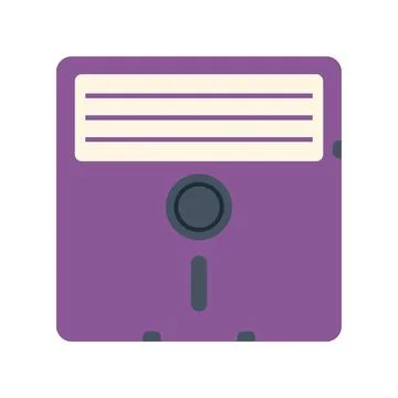 Purple floppy disk representing data storage and retro computer technology Illustrazione stock