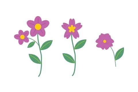 Purple floral composition in flat design style. Decorative vector illustration Stock-Illustration