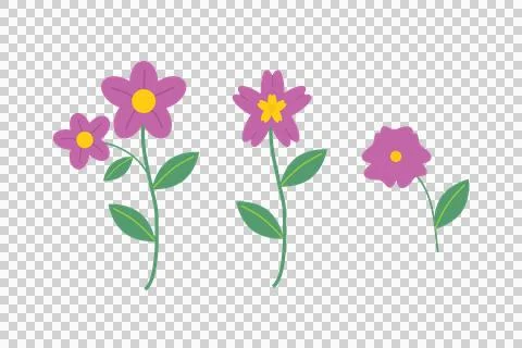 Purple floral composition in flat design style. Decorative vector illustration Stock Illustration
