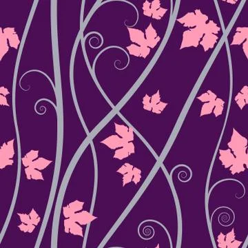 Purple floral elements seamless background on vector art. Stock Illustration