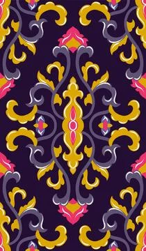 Purple floral pattern with damask. Stock Illustration