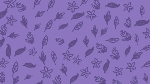 Purple Floral Pattern with Leaves Background Seamless Texture Looping Stock-Footage 331210676