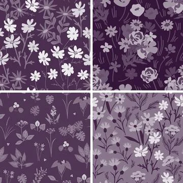 Purple floral patterns Stock Illustration