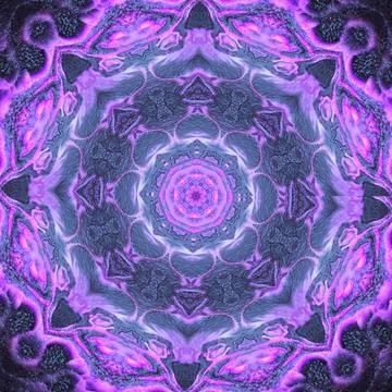 Purple Floral Symmetrical Pattern Like Kaleidoscope Stock Illustration