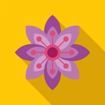 Purple flower icon with flat design style Illustrazione stock
