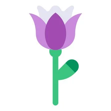 Purple flower icon representing spring, nature, growth, and botany Stock Illustration