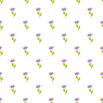 Purple flower minimal seamless pattern on white background 스톡 일러스트