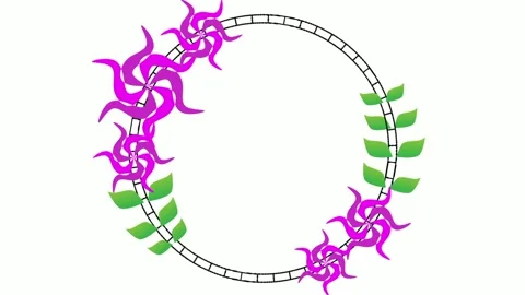 Purple flower round frame animation Stock Footage 242653563