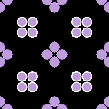 Purple flower seamless pattern on black background Иллюстрация