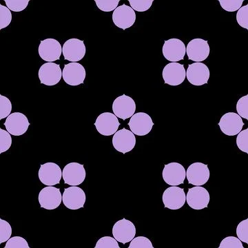 Purple flower seamless pattern on black background 库存插图