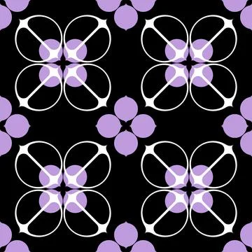 Purple flower seamless pattern on black background Stock Illustration