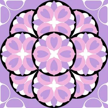 Purple flower seamless pattern on black background 스톡 일러스트
