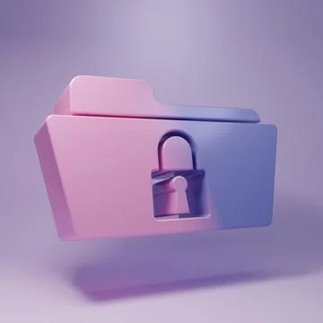 Purple Folder and lock icon isolated on purple background. Closed folder an.. Stock Illustration