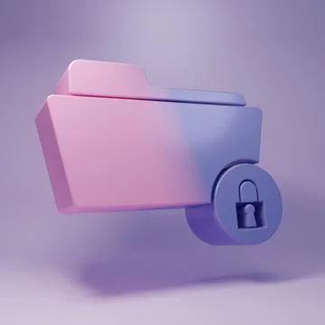 Purple Folder and lock icon isolated on purple background. Closed folder an.. Illustrazione stock