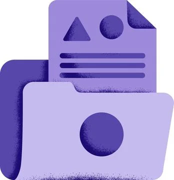 Purple folder with document containing geometric shapes like triangle and c.. Stockillustratie