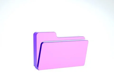 Purple Folder icon isolated on white background. 3d illustration 3D render Stock Illustration