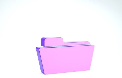Purple Folder icon isolated on white background. 3d illustration 3D render Stock Illustration