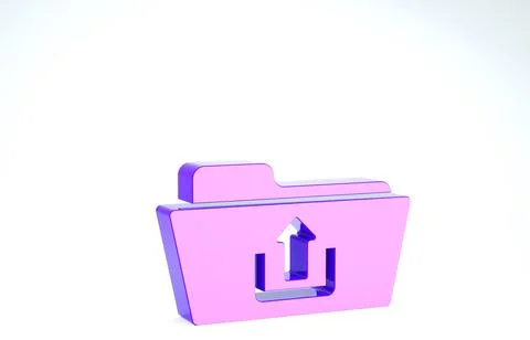 Purple Folder upload icon isolated on white background. 3d illustration 3D re Stock Illustration
