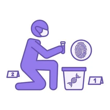 Purple Forensic Expert Icon. Vector Illustration. Forensic Scientist with M.. Stock Illustration