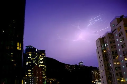 Purple fork lightning Stock Photos