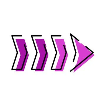 Purple forward arrows indicating direction and progress Illustrazione stock