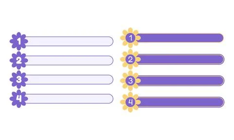 Purple Four Step Infographic Layout with Yellow Flowers Stock Illustration