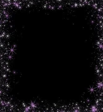 A purple frame made of particles and stars. Overlay the frame effect. Stock Illustration