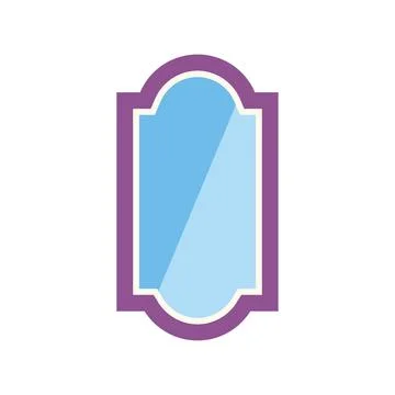 Purple frame mirror hanging on white background Stock Illustration