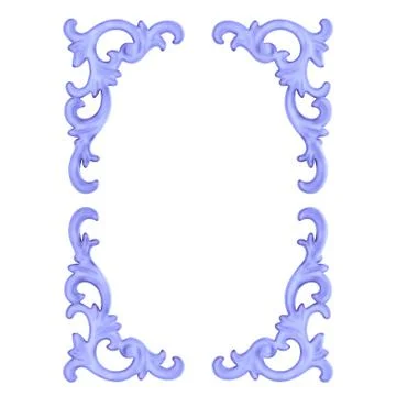 Purple frame with patterns on an isolated background. 3d rendering Illustrazione stock