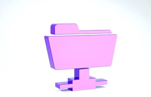 Purple FTP folder icon isolated on white background. Software update, transfe Stock Illustration